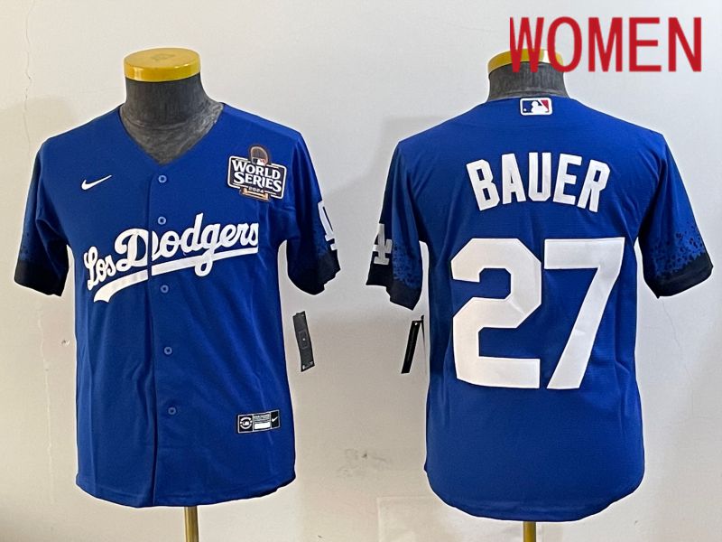 Women Los Angeles Dodgers 27 Bauer Blue City Edition Nike 2024 MLB Jersey style 1120
